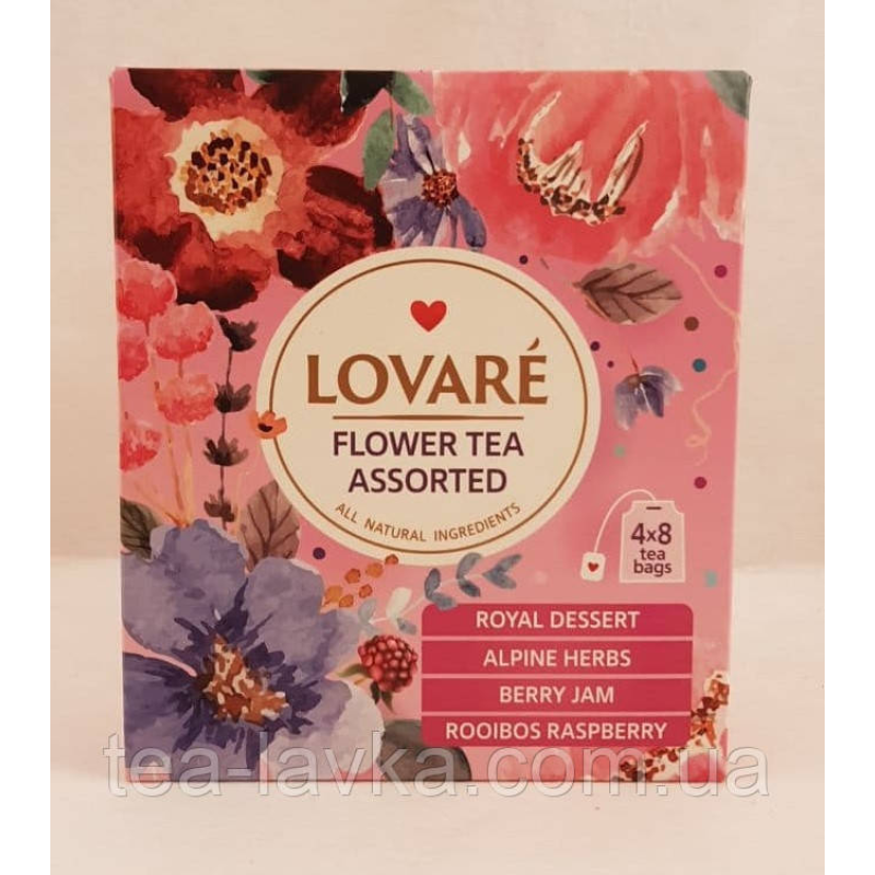 Чай Ловаре Асорті квітковий у пакетиках Lovare Flower Assorted Tea 32 шт по 2 г у конверті