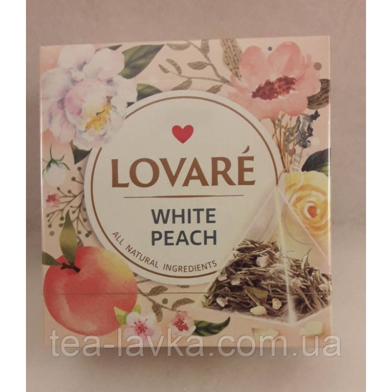 Чай білий у пірамідках Lovare White Peach Ловаре Білий Персик 15 шт по 2 г