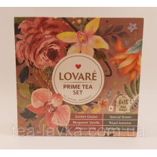 Подарунковий набір чаю в пакетиках Ловаре Lovare Prime Tea Set (асорти 6 видів по 15 шт)