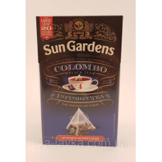 Чай Sun Gardens Colombo у пірамідках чорний + зелений з кардамоном та бергамотом 20 шт по 2,5г