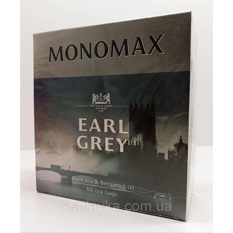 Мономах чай чорний з бергамотом у пакетиках Earl Grey 100 шт по 2г