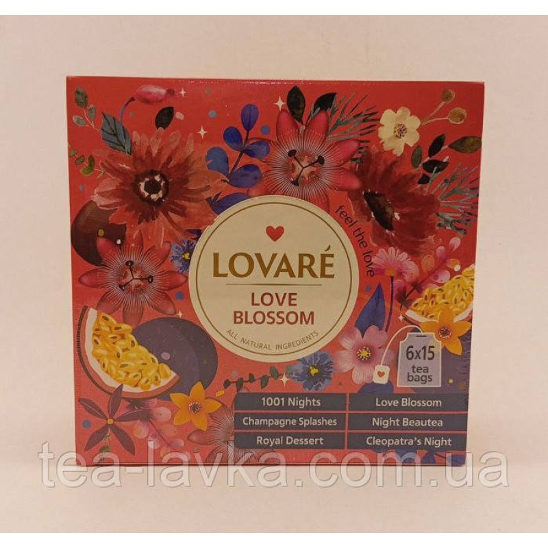 Набір Lovare Love Blossom чай асорті Ловаре 90 пак (6 видів по 15 шт)