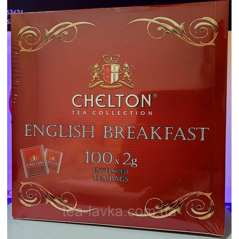 Чай Chelton English Breakfast чорний пакетований з бергамотом  Англійський сніданок 100 шт по 2г у сашетах