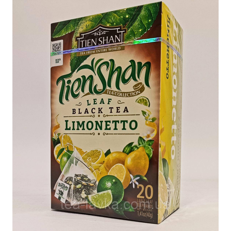 Тянь Шань чорний чай у пірамідках Лімонетто Limonetto 20 шт по 2г