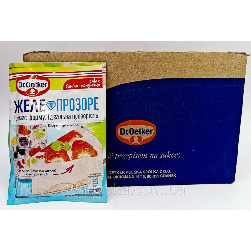 Dr.Oetker Желе Прозоре зі смаком ваніль-полуниця Galaretka 72г (25 штук) ящик