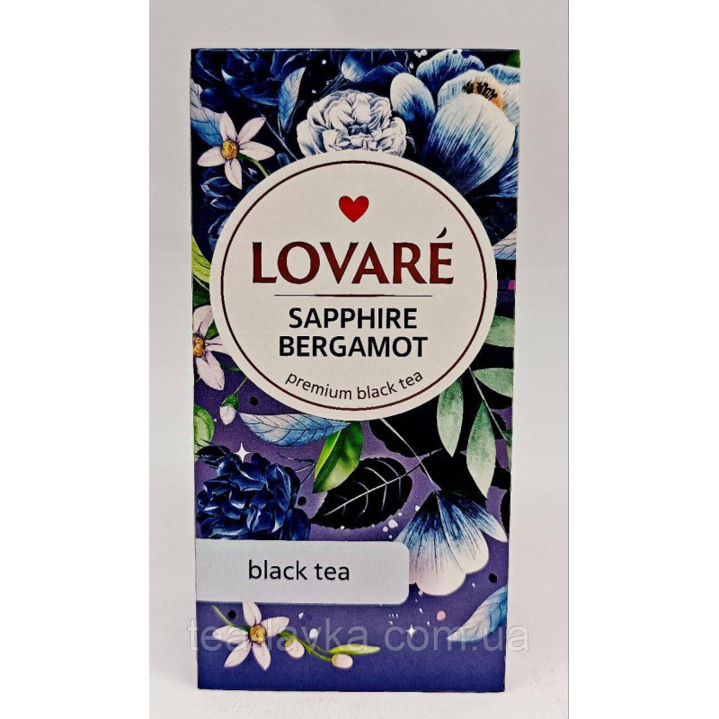 Lovare чай чорний з бергамотом Sapphire Bergamot Ловаре в пакетиках конвертах 24 шт по 2г