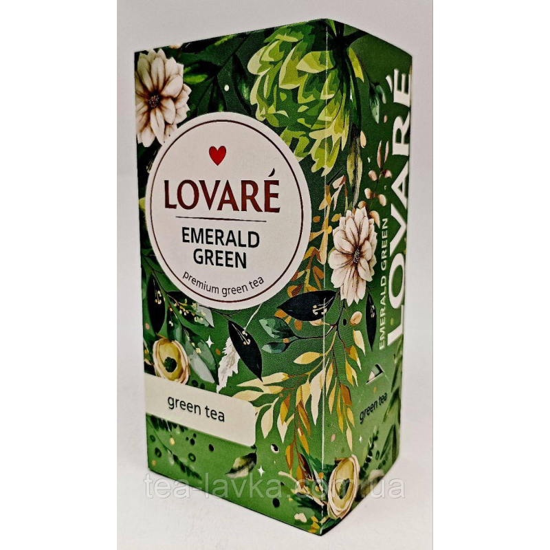 Чай зелений китайський у пакетиках Lovare Emerald Green Ловаре 24 шт по 1,5г