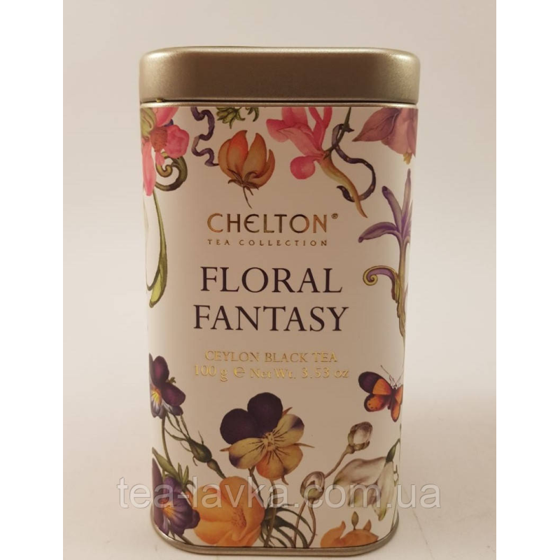 Чай подарунковий чорний Chelton Floral Fantasy Челтон OPA 100г у жерстяній банці