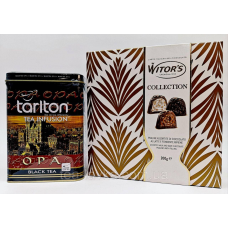 Подарунковий набір Чай чорний Tarlton Super OPA 250г (банка) та цукерки Witor“s Collection 200 г (Італія)