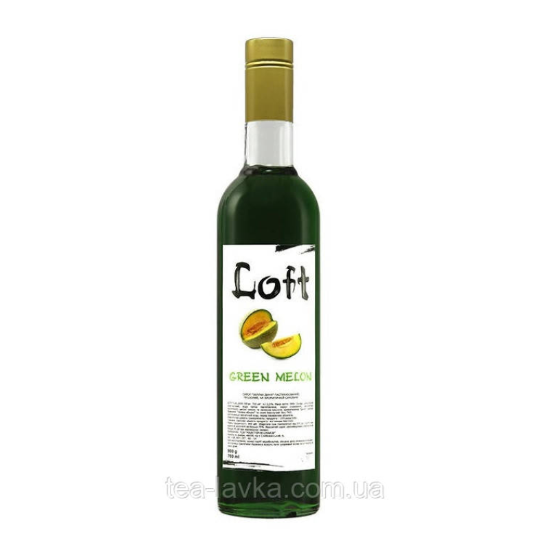 Сироп Loft Green Melon Лофт Зелена Диня 700 мл у скляній пляшці з дозатором