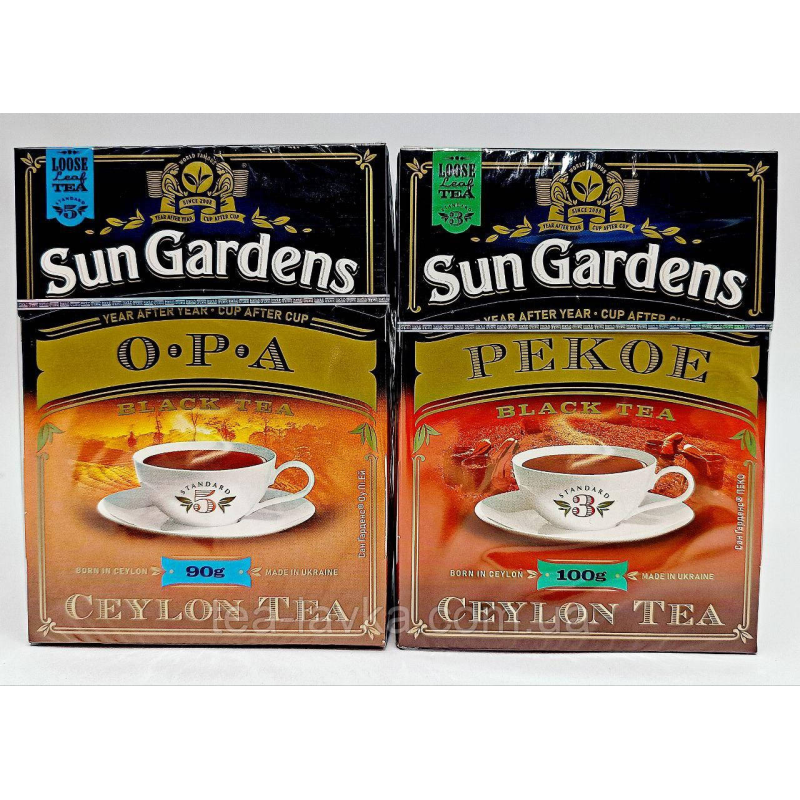Sun Gardens чай чорний листовий Pekoe Пеке 100г та ОРА 90г упаковка 2 пачки Сан Гарденс